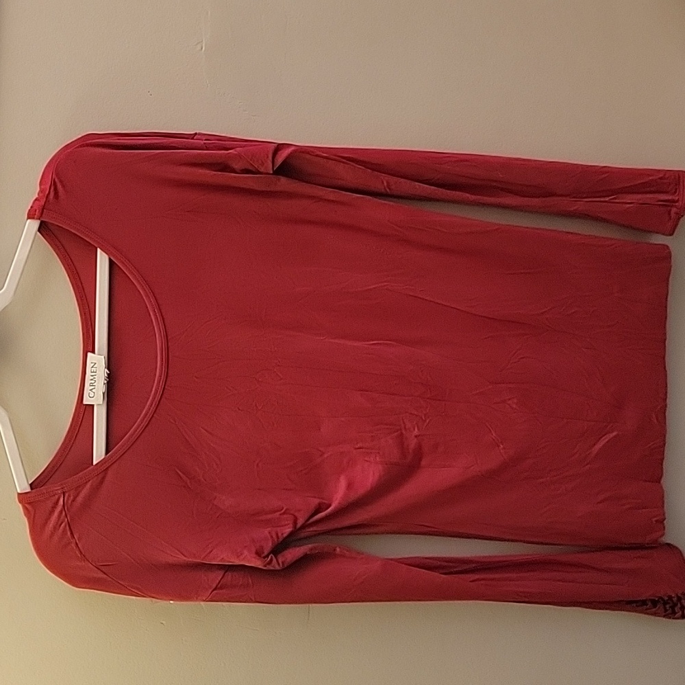 💚 AS IS Y2K Ptp 20" LG CMV Red Top Pilling/Spots see photos Soft Lightweight